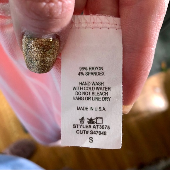 pink white and striped color block tunic top - Picture 3 of 5